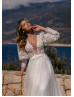 Puff Sleeves Beaded Fabulous Bling-bling Wedding Dress